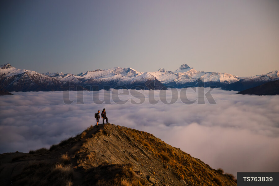 Men hiking on mountain