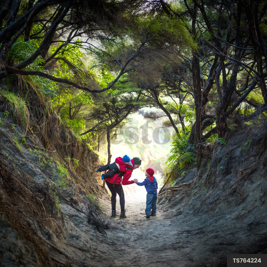Mother and Kids on Hike