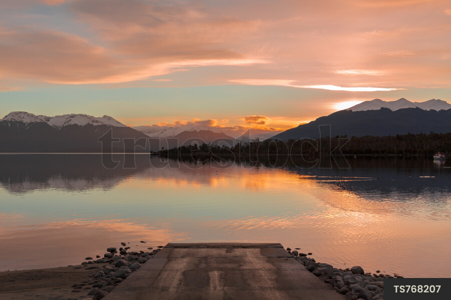 Mountains at sunset over Lake Wakatipu