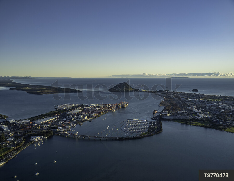 Aerial view of Tauranga and Mount Maunganui