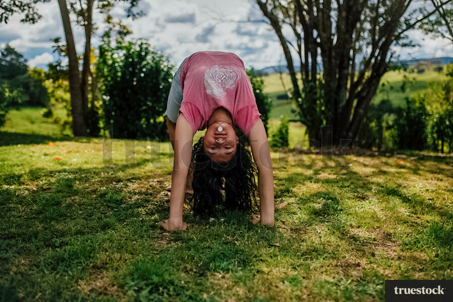 Girl Playing in the Backyard