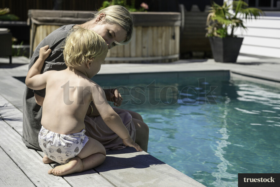 Mum and Toddler by the Pool