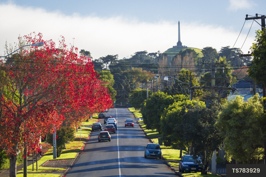 Cars driving on road by One Tree Hill, Auckland