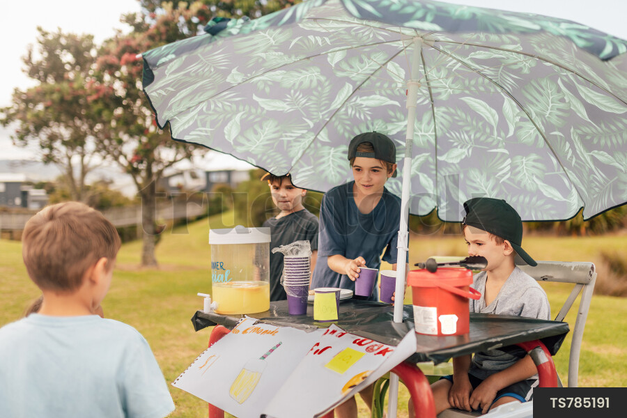 Kids Buying Lemonade at Lemonade Stand