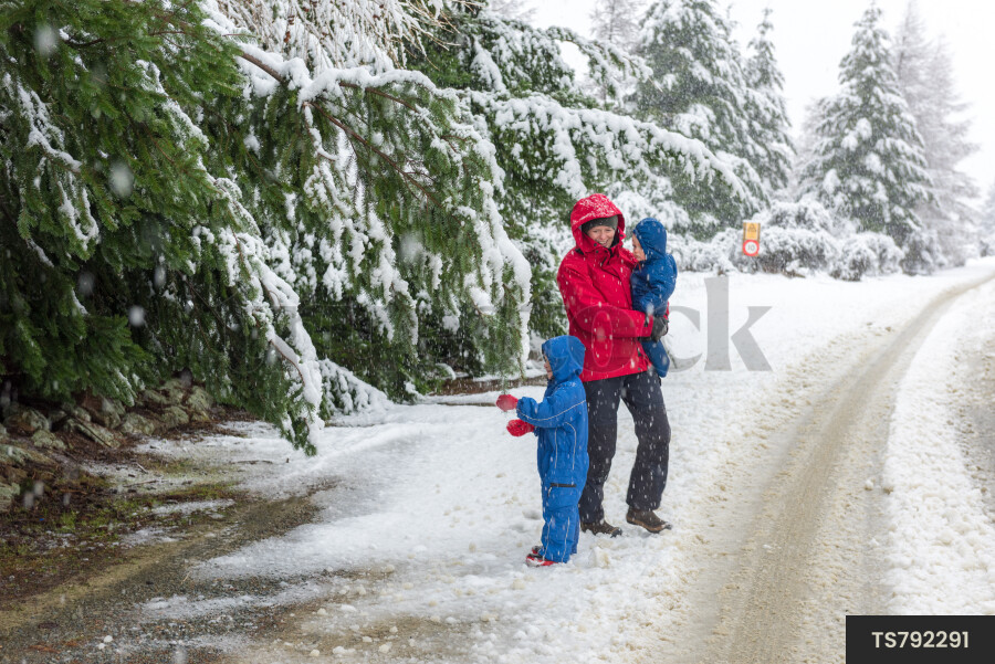 Mother and Kids on Mountain