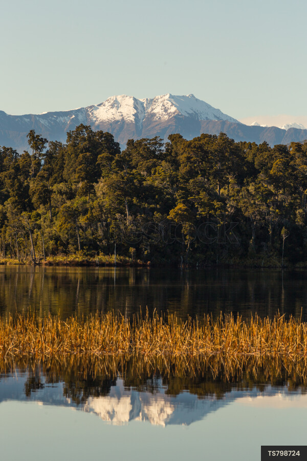 Lake Mahinapua and mountain