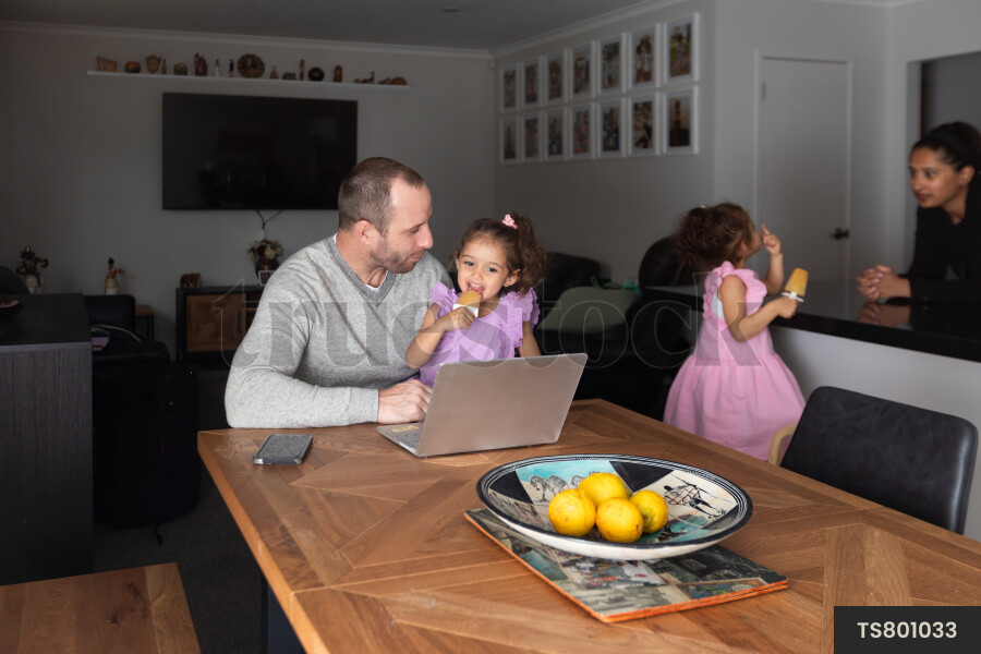 Family in dining room