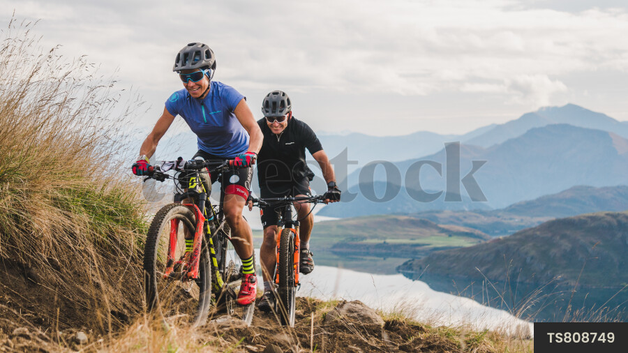 Mountain biking in mountains by coast
