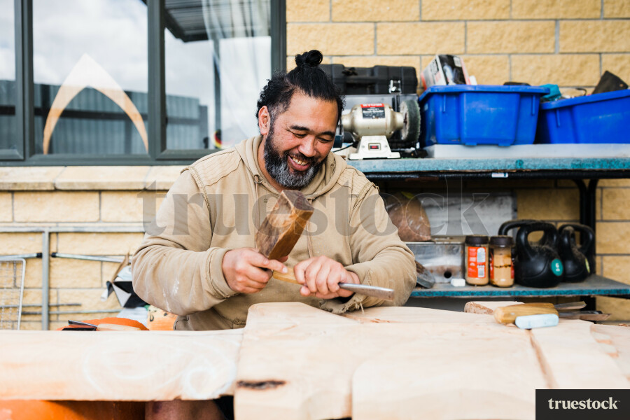Man carving