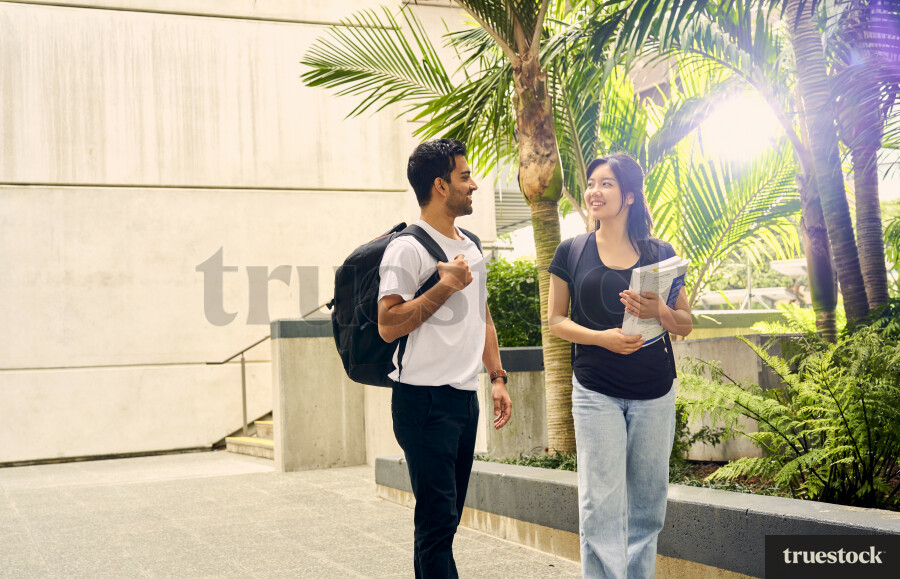 Students Walking and Talking on Campus