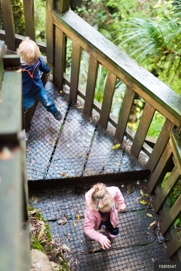 Mother and Kids on Hike