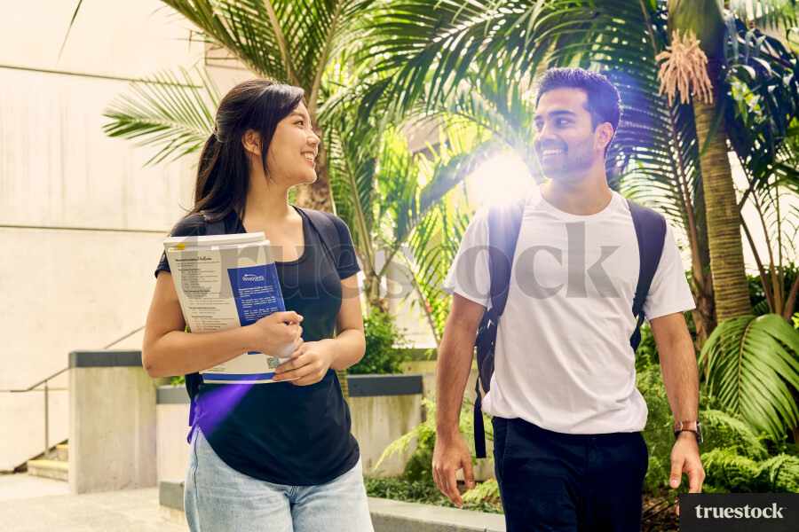 Students Walking and Talking on Campus