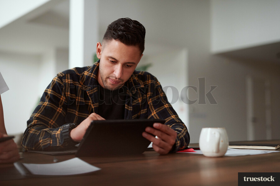 Young couple doing administration