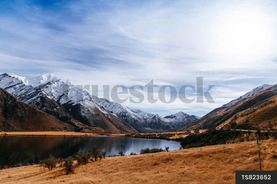 Mountain range and More Lake in Queenstown