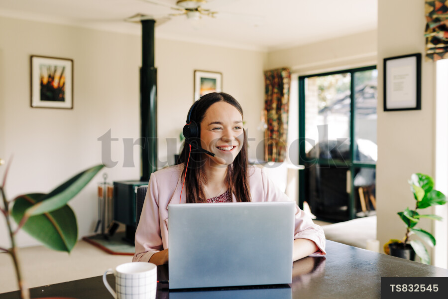 Businesswoman working from home