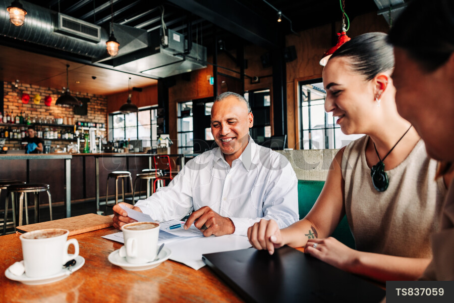 Businesspeople meeting at cafe