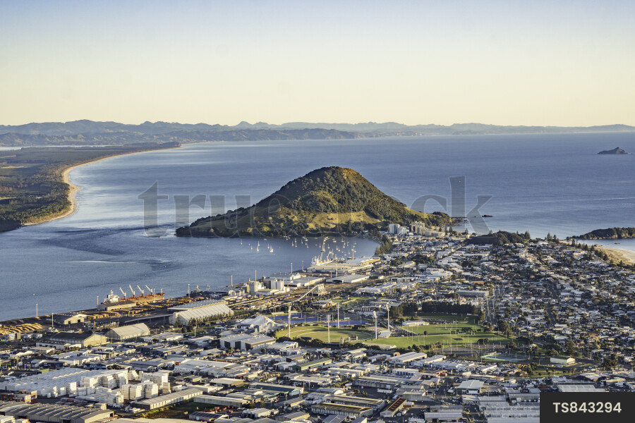 Aerial view of Tauranga and Mount Maunganui
