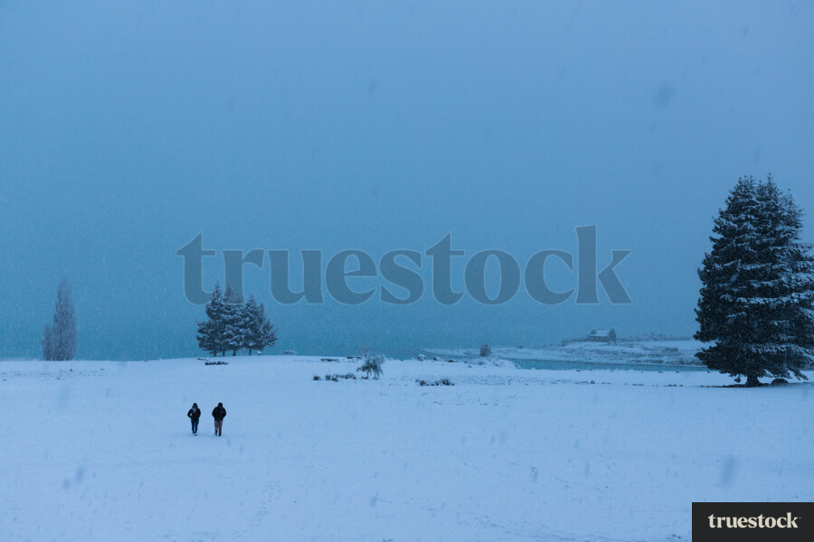 People walking in the snow storm