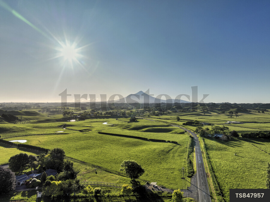 Fields and Mount Taranaki