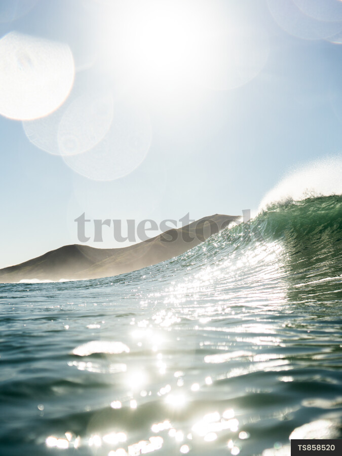 Waves on sea under sunshine in Fiordland National Park