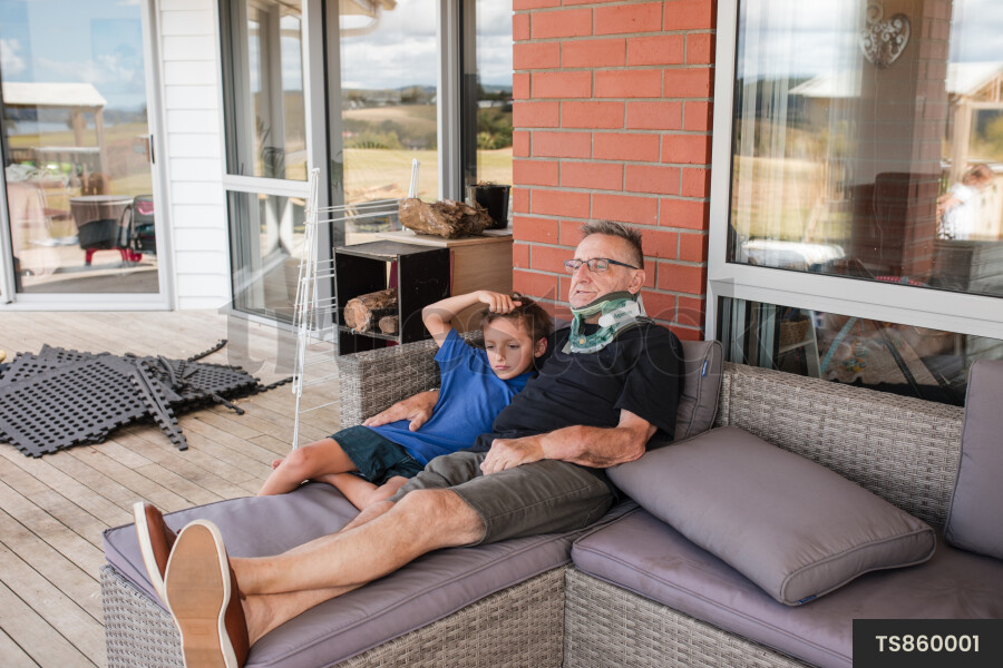 Man sitting with his grandson