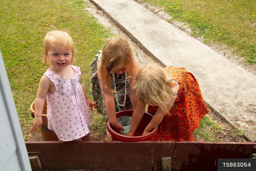 Girls in garden