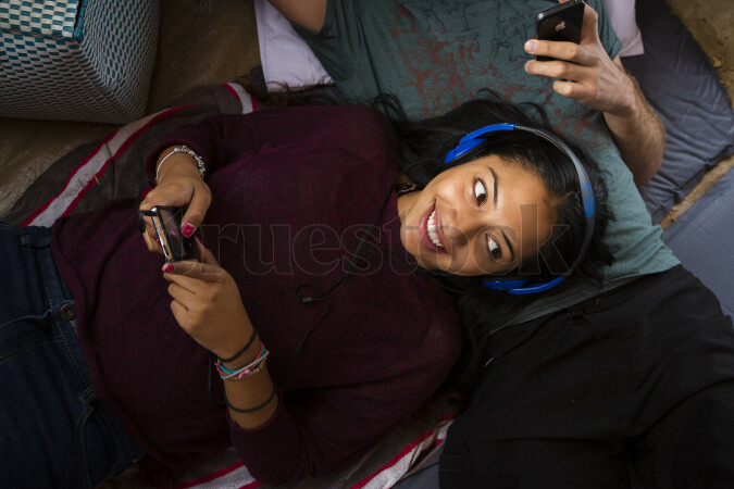 Young woman listening to music