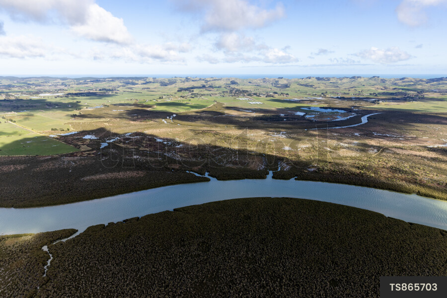 Aerial view of Kaipara Harbour