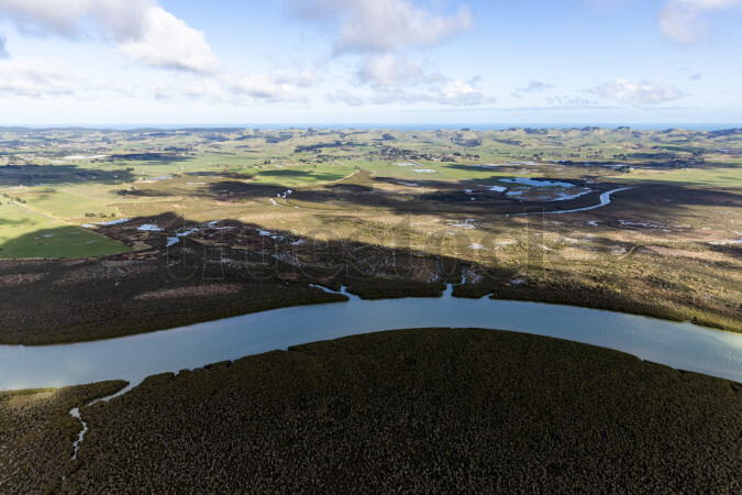 Aerial view of Kaipara Harbour