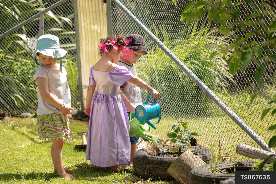 Children gardening at kindergarten