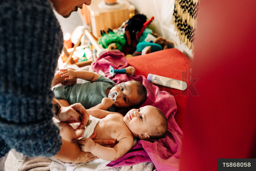 Mother With Twin Babies