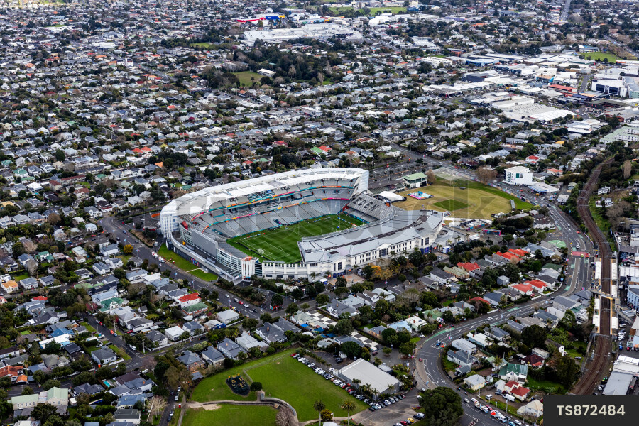 Aerial view of Eden Park in Auckland by James Rua - Truestock