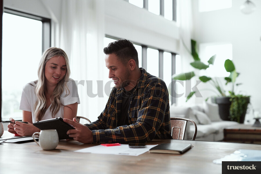 Young couple doing administration