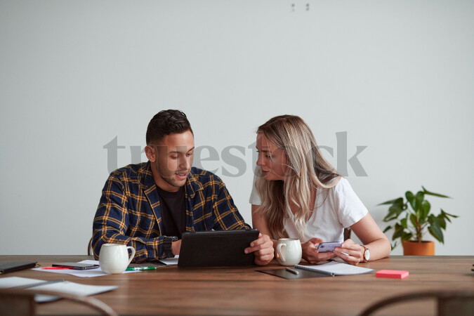 Young couple doing administration