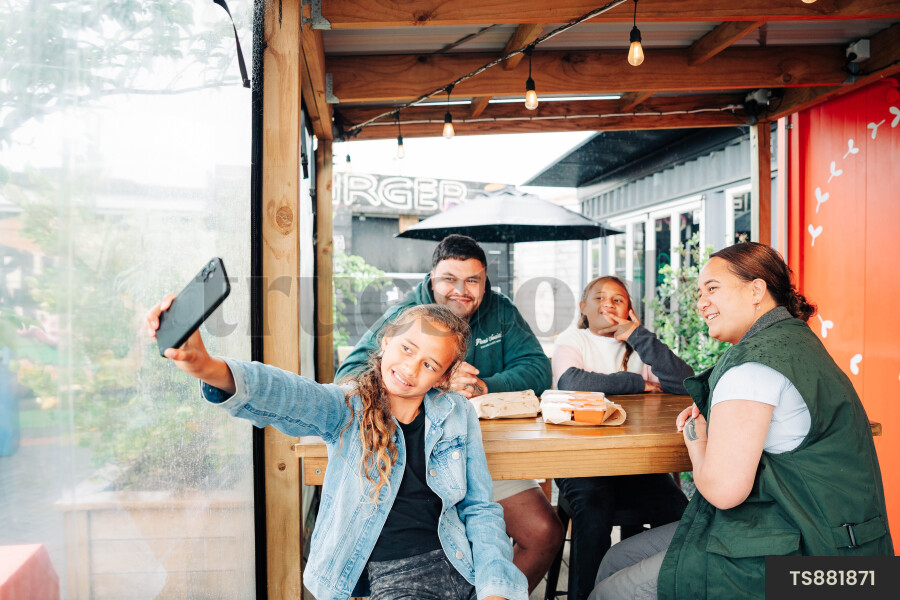 Family at restaurant