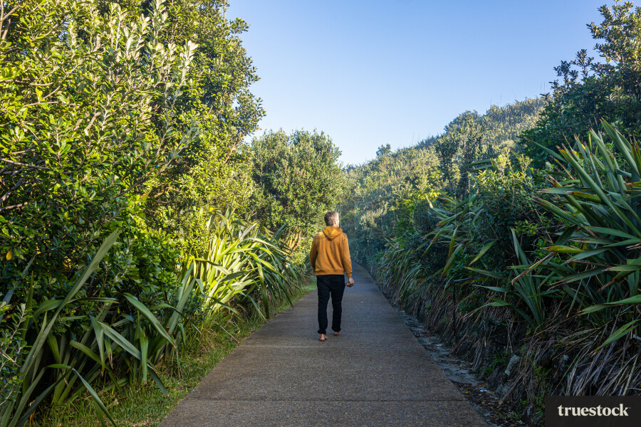 Man Walking on Path in Nature