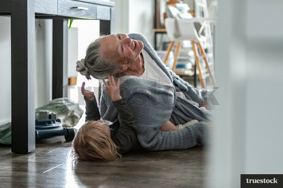 Toddler playing with Grandma