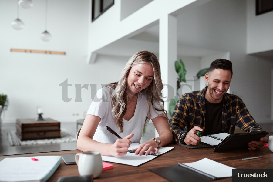Young couple doing administration