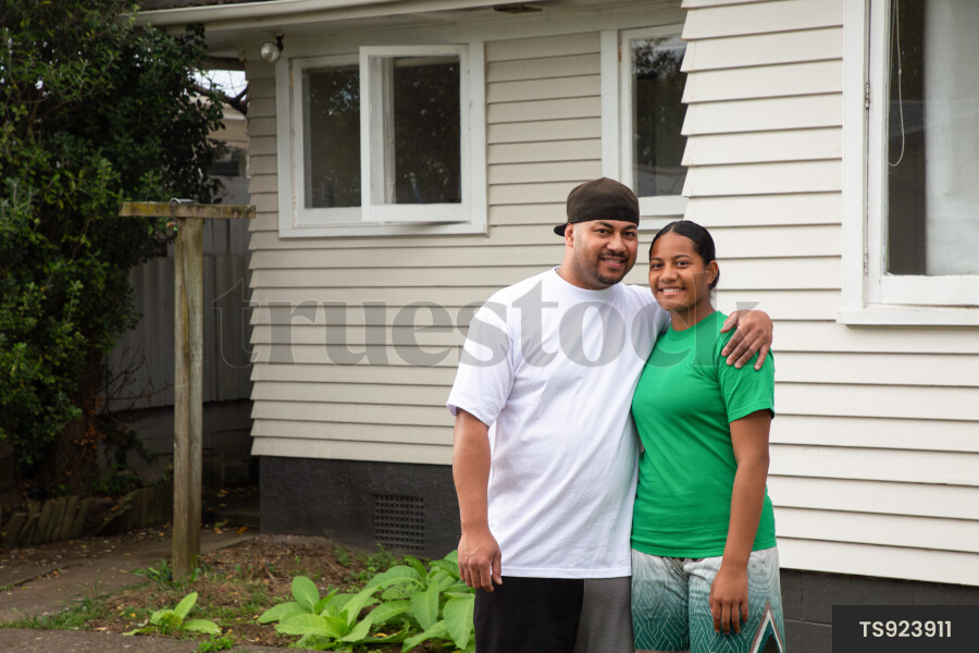 Portrait of happy tongan father and daughter