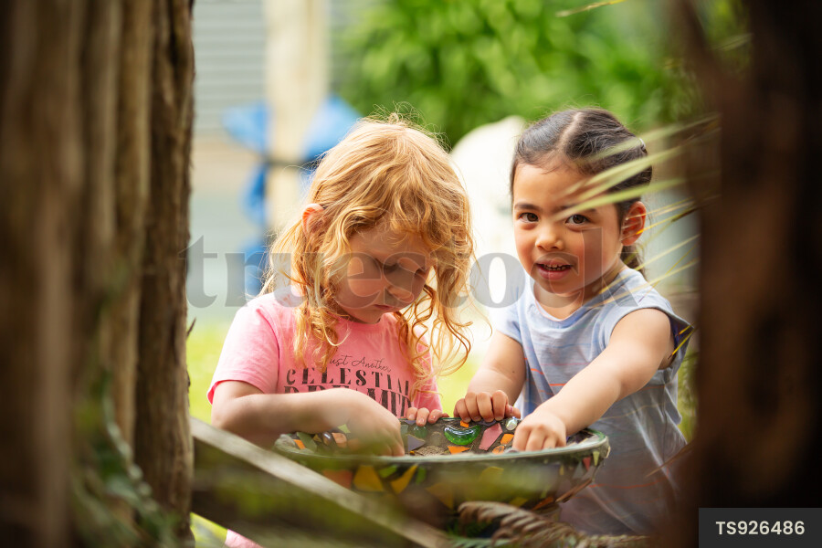 Girls playing at kindergarten