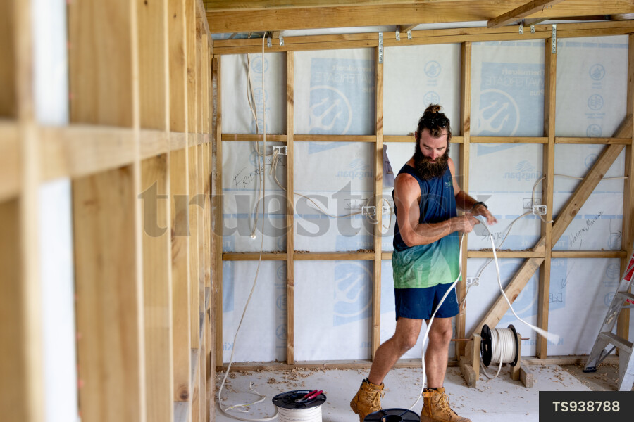 Electrician working at construction site