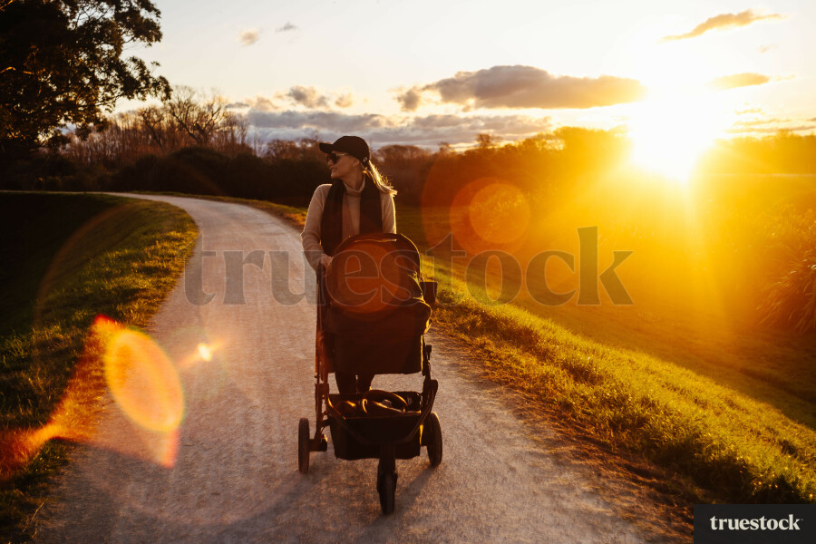 Woman Pushing Pram