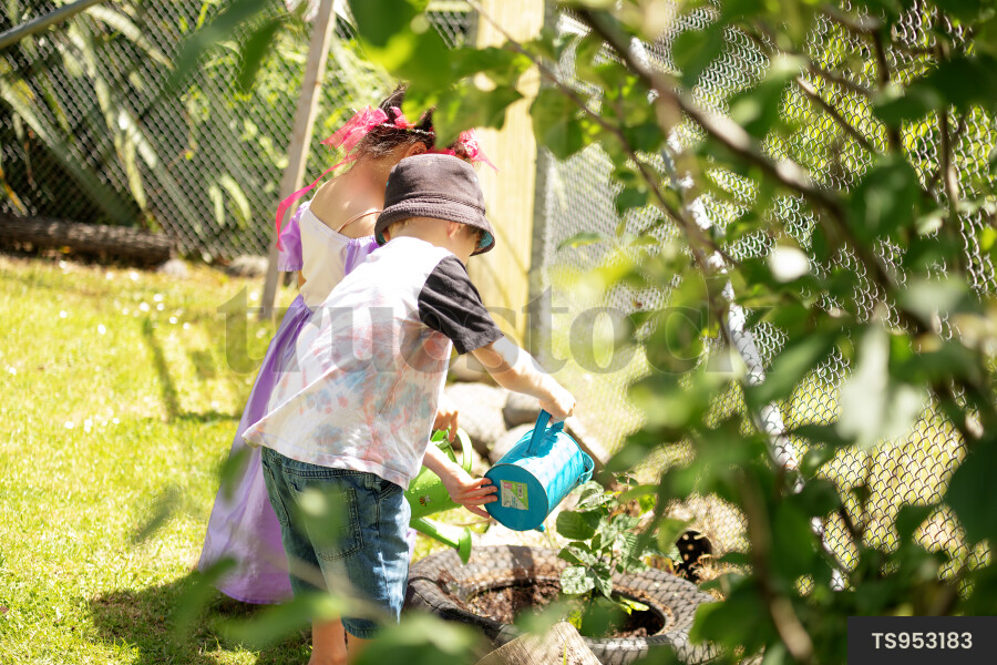 Children gardening at kindergarten