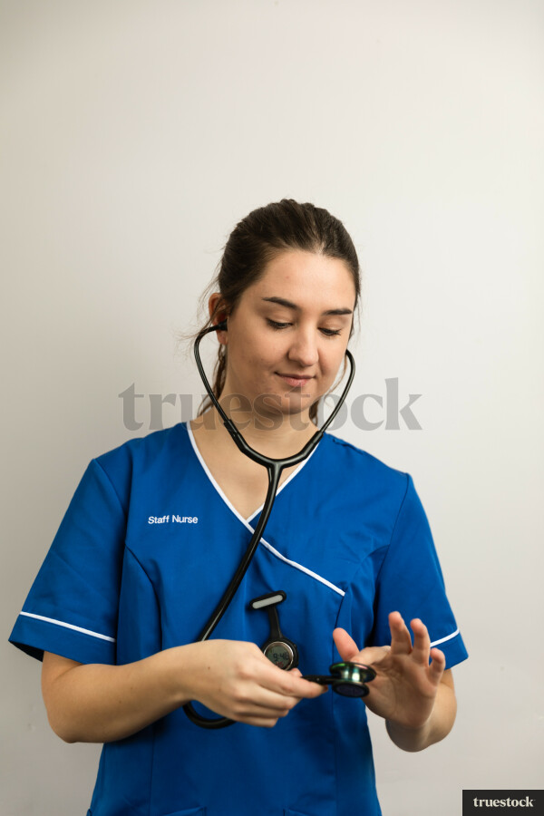 Nurse Wearing a Mask with a Stethoscope