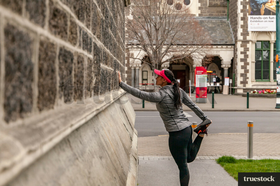 Woman running in the city