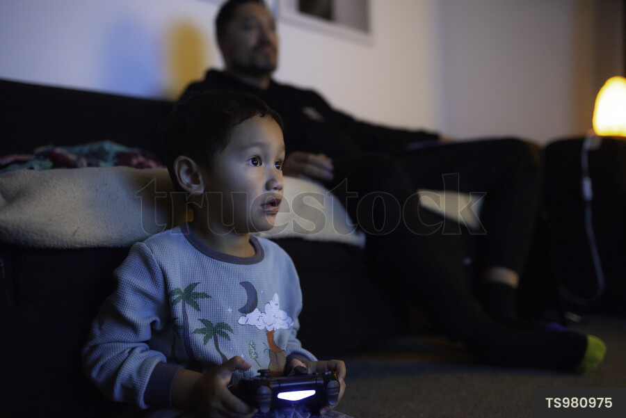 Father and Son Playing Video Games