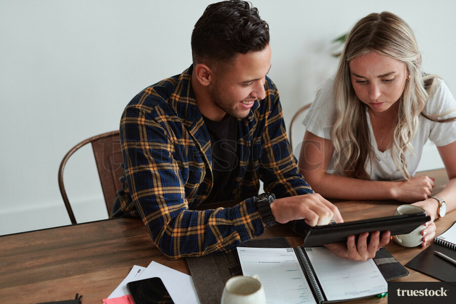 Young couple doing administration