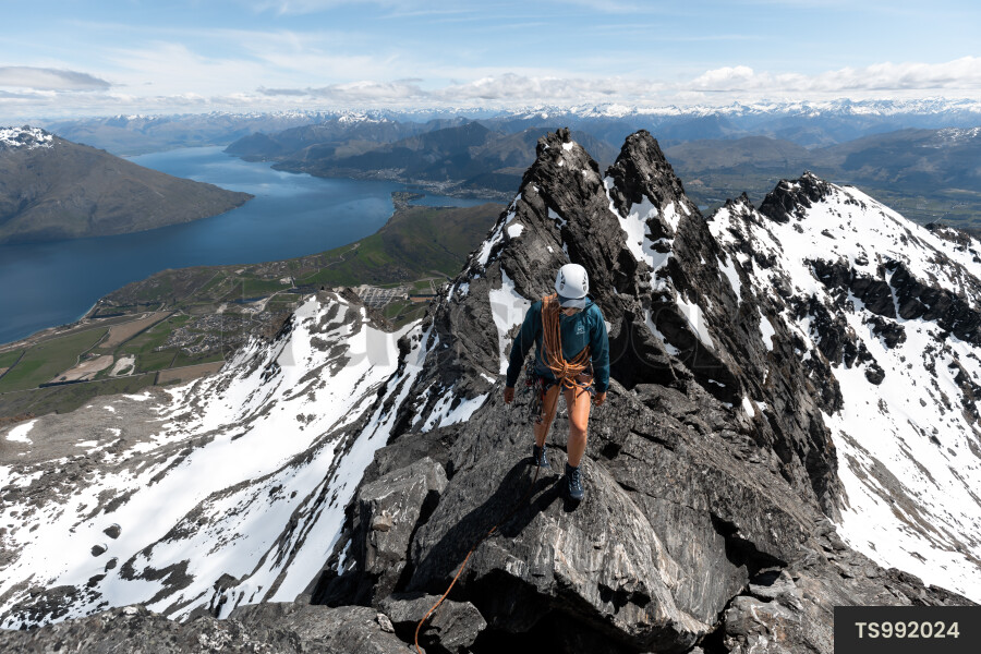 Woman mountaineering on Double Cone