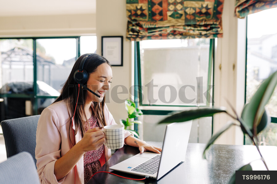 Businesswoman working from home