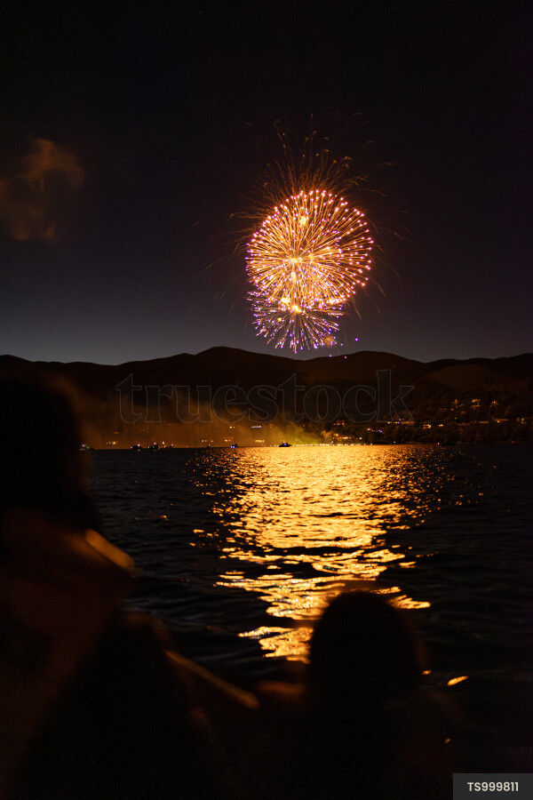 Fireworks over Lake Tarawera, New Zealand